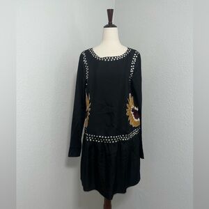 Pia Pauro Black Silk Dress with Silver Studs